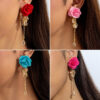 Wholesale Long tassel flower Valentine's Day earrings