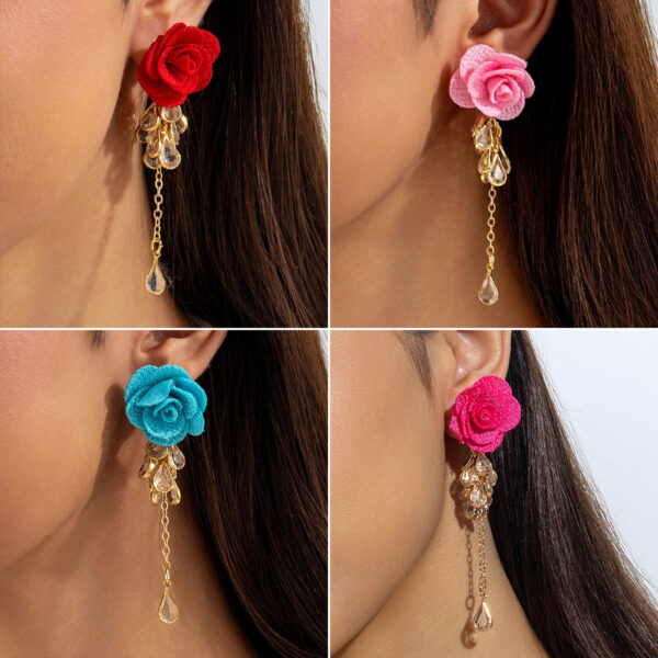Wholesale Long tassel flower Valentine's Day earrings