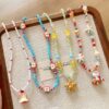 Wholesale Vacation-style Orange Starfish Multi color Beaded Necklace for Women Summer Accessory