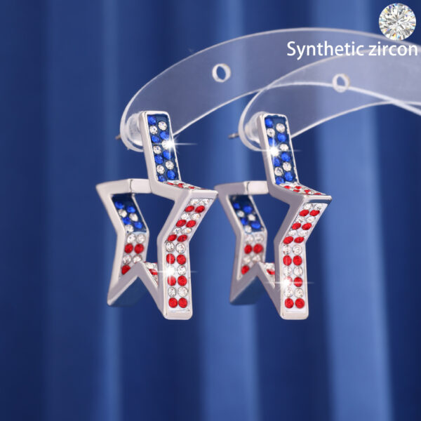 Wholesale Independence Day Striped Flag Star Earrings