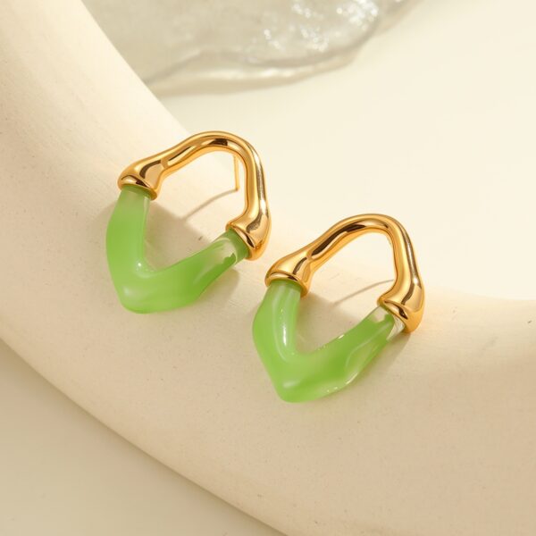 Wholesale Colored resin spliced stainless steel earrings