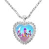 Wholesale Purple Cartoon Girl Time Gem Peach Heart Water Diamond Necklace OLY Exclusive