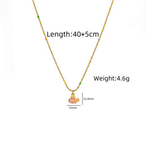 Pink fat fish necklace