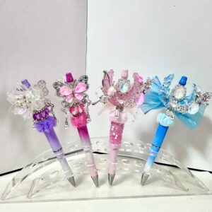Wholesale Rhinestone Butterfly Flower Heavy Beaded Pen