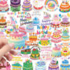 Wholesale 56 colorful birthday cake transparent PET cartoon stickers