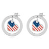 Wholesale Independence Day 12mm Round Cut Out Heart Flag Three-Color Oil Drop Earrings