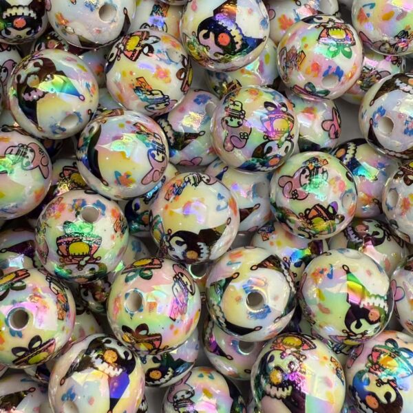 O1CN01fqmk8u1HgUmnNUpz4_2216860830787-0-cib Wholesale 16mm Acrylic Real Color Plated Printing Cartoon Straight Hole Round Bead DIY Mobile Phone Rope Keychain Aessories