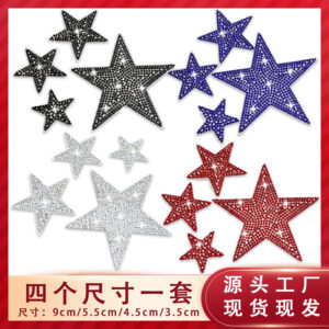 Wholesale Colorful pentagram rhinestone embroidery DIY Patches