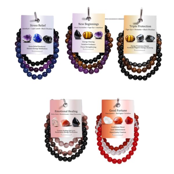 Wholesale 8mm Stone Beaded Three-Piece Bracelet