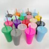 Wholesale 24OZ solid color PP plastic large capacity 710ml straw cup