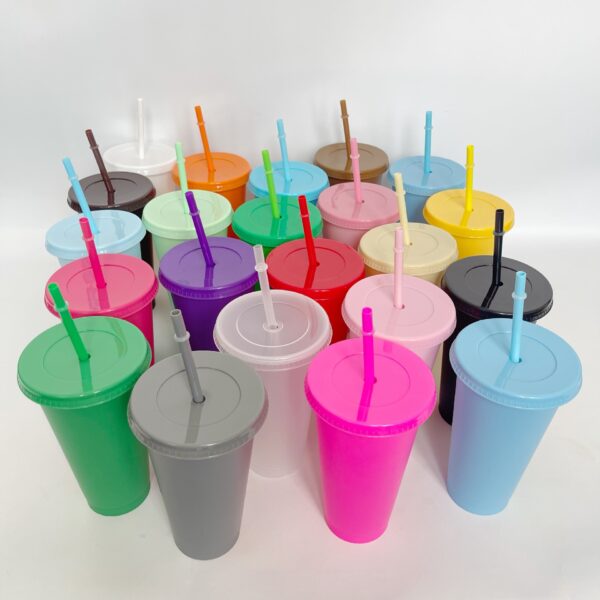 Wholesale 24OZ solid color PP plastic large capacity 710ml straw cup