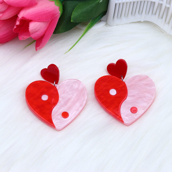 O1CN01fuy73M1T3M4JYuU5q_2677772326-0-cib Wholesale Valentine's Day Earrings Acrylic Splicing Fashionable t Heart Earrings