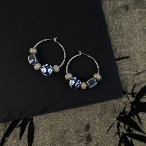 Blue and white ceramic mix earrings