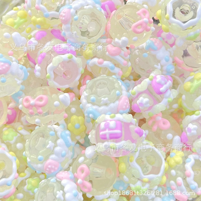 Wholesale 16mm luminous hand-painted oil ipping acrylic beads