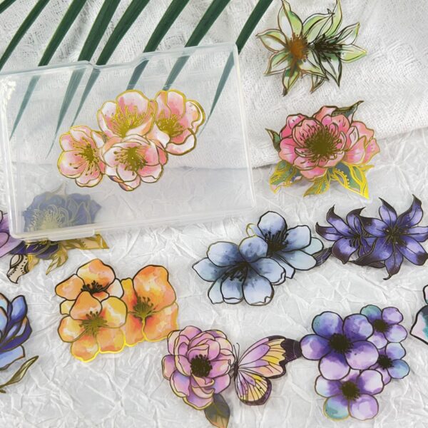 O1CN01fwdUhH1jtbOZFToTx_2204108134606-0-cib Wholesale 50pcs hot stamping floral Waterproof Vinyl Stickers