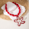 Wholesale Red Alien Pearl Beaded Star Necklace
