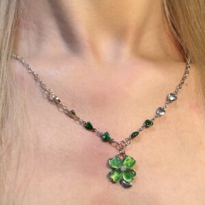 D1588-necklace-single-drop glaze love four-leaf clover necklace