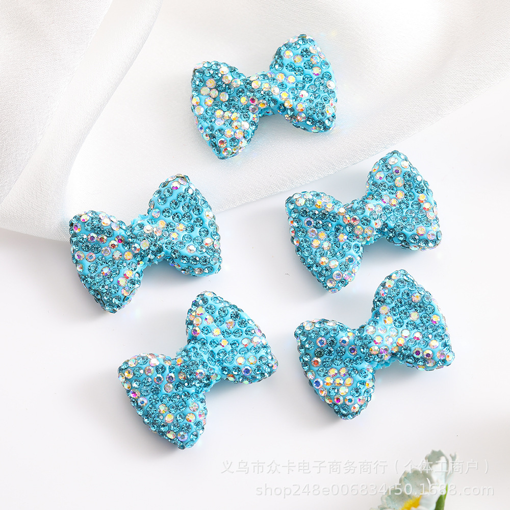 Wholesale Gypsophila Clay Straight Hole Bow 29*21 Bow Tie Beaded