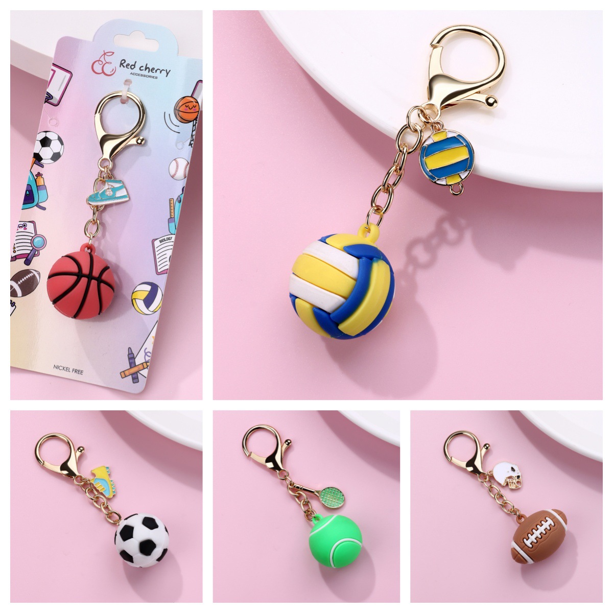 Wholesale soft rubber ball pendant World C football baseball key chain