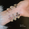 Wholesale Sparkling crystal leaf studded diamond opening bracelet