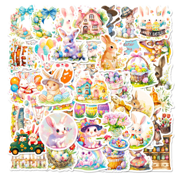 Wholesale 50pcs Easter Cute Rabbit Series Waterproof Vinyl Stickers