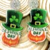 Wholesale St. Patrick's Day Green Shamrock Hat Cartoon Acrylic Earrings