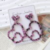 Wholesale Valentine's Day Black and Pink Hollow Heart Acrylic Earrings