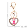 Wholesale Love Pink Ribbon with Water Diamond Metal Keychain