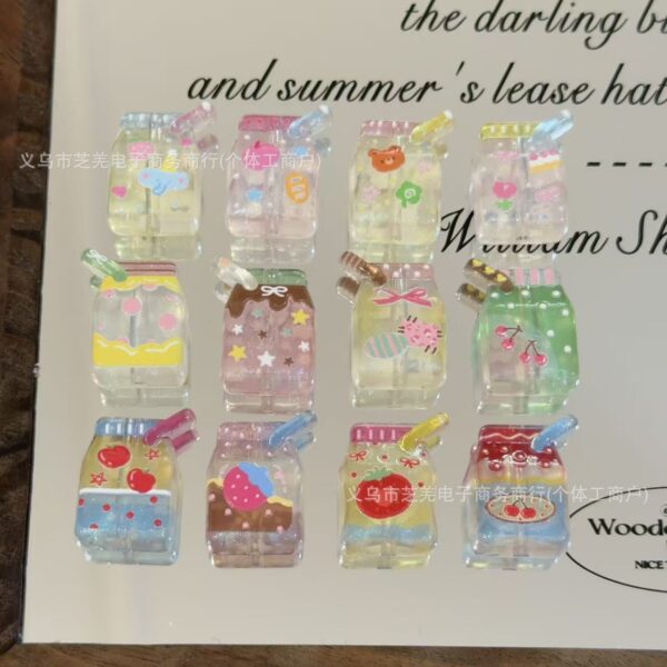 Wholesale 10pcs fine sparkling milk box mixed with embossed acrylic beads
