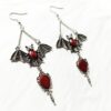 Wholesale Dark Gothic Exaggerated Red Vampire Bat Bloody Magic Mirror Pendant Earrings