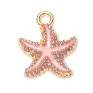1 pink starfish oil drop pendant
