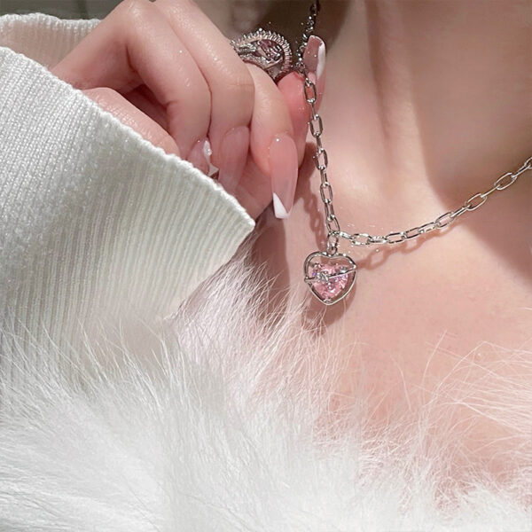 O1CN01g4VDYp2MNKEFllMfQ_2208443039815-0-cib Wholesale Valentine's Day pink diamond heart zircon necklace