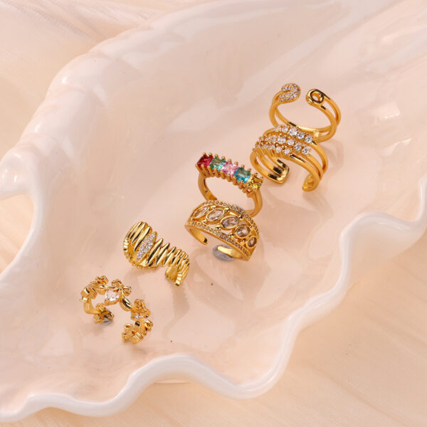 Wholesale gold-plated open ring double-layer ring luxury index finger ring