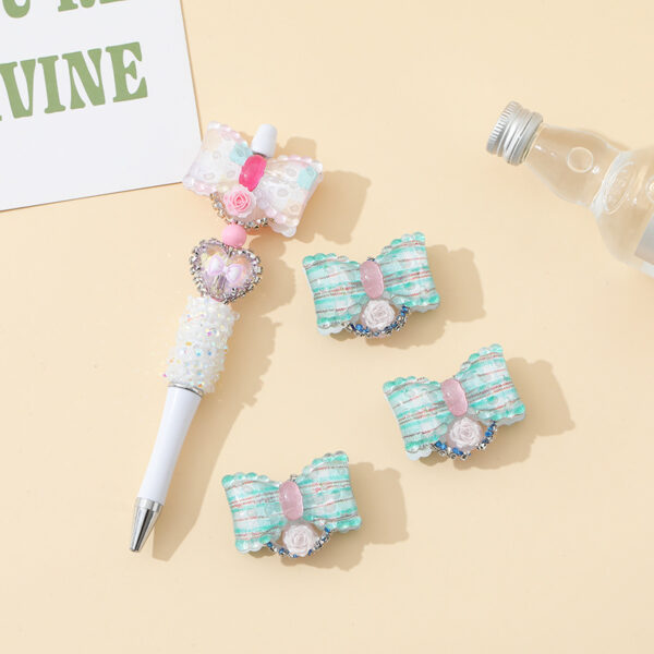 Wholesale 10pcs Cute Printed Bow Beaded Accessories DIY Beads