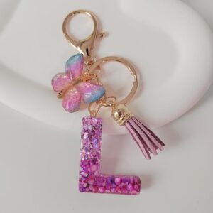 Purple letters-l / Purple letter keychain pendant