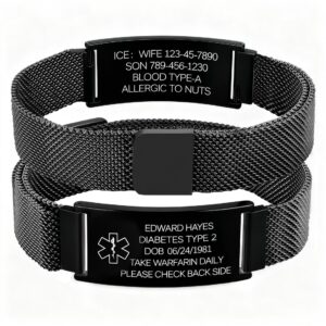 Black magnetic clasp bracelet with tag