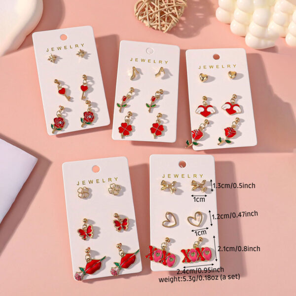Wholesale Valentine's Day Rose Red Lips Earring Set