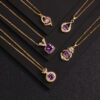Wholesale Purple Zircon Necklace Heart Pendant Jewelry