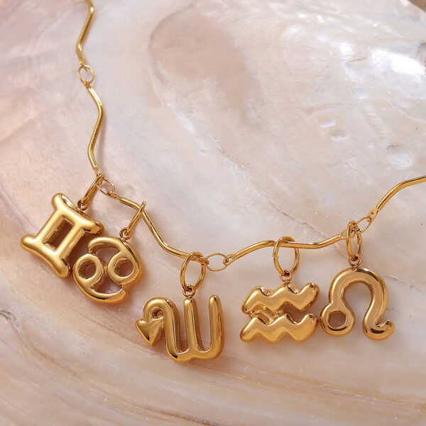Wholesale Stainless steel twelve zodiac necklace pendant accessories