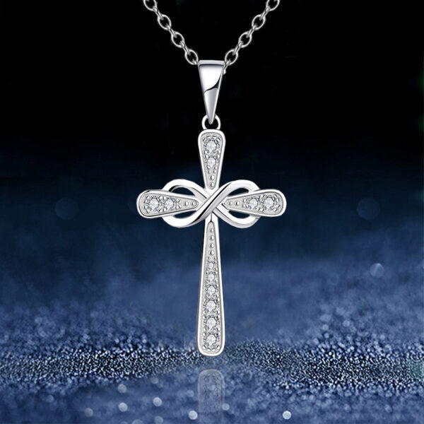 Wholesale eternal infinite love 8 word diamond cross necklace