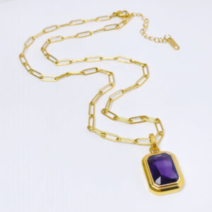 A236 purple diamond necklace gold
