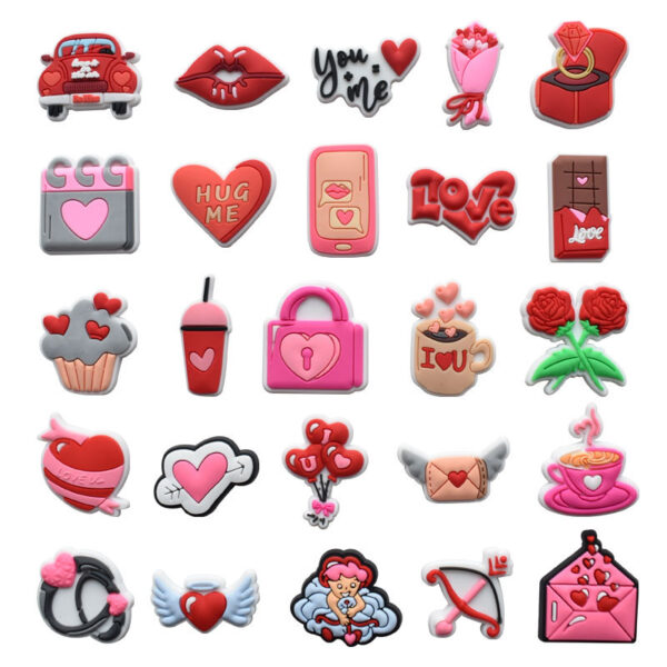 O1CN01gICCdz1K9SmXvm05C_2211636571121-0-cib Wholesale Random 100pcs Red Valentine's Day Series Croc Charms