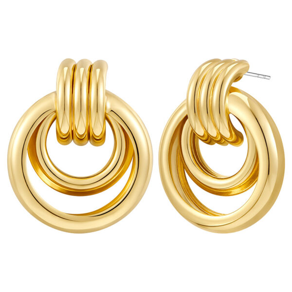 Wholesale Golden Creative Geometric Circle Earrings