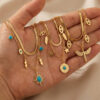 Wholesale True gold electroplated turquoise Devil's Eye necklace