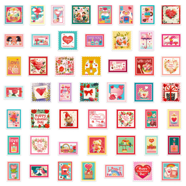 Wholesale Romantic Pink Valentine's Day Cartoon Graiti Stickers