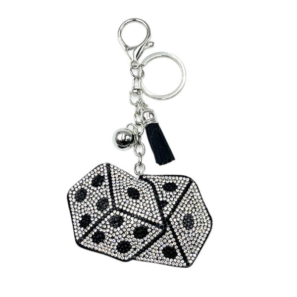 Wholesale diamond-studded dice keychain pendant bag accessory