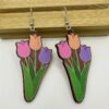 Wholesale Easter Flower Basket Rabbit Printed Easter E Wooden Earrings
