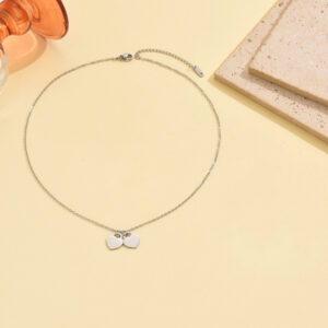 Steel color double love necklace