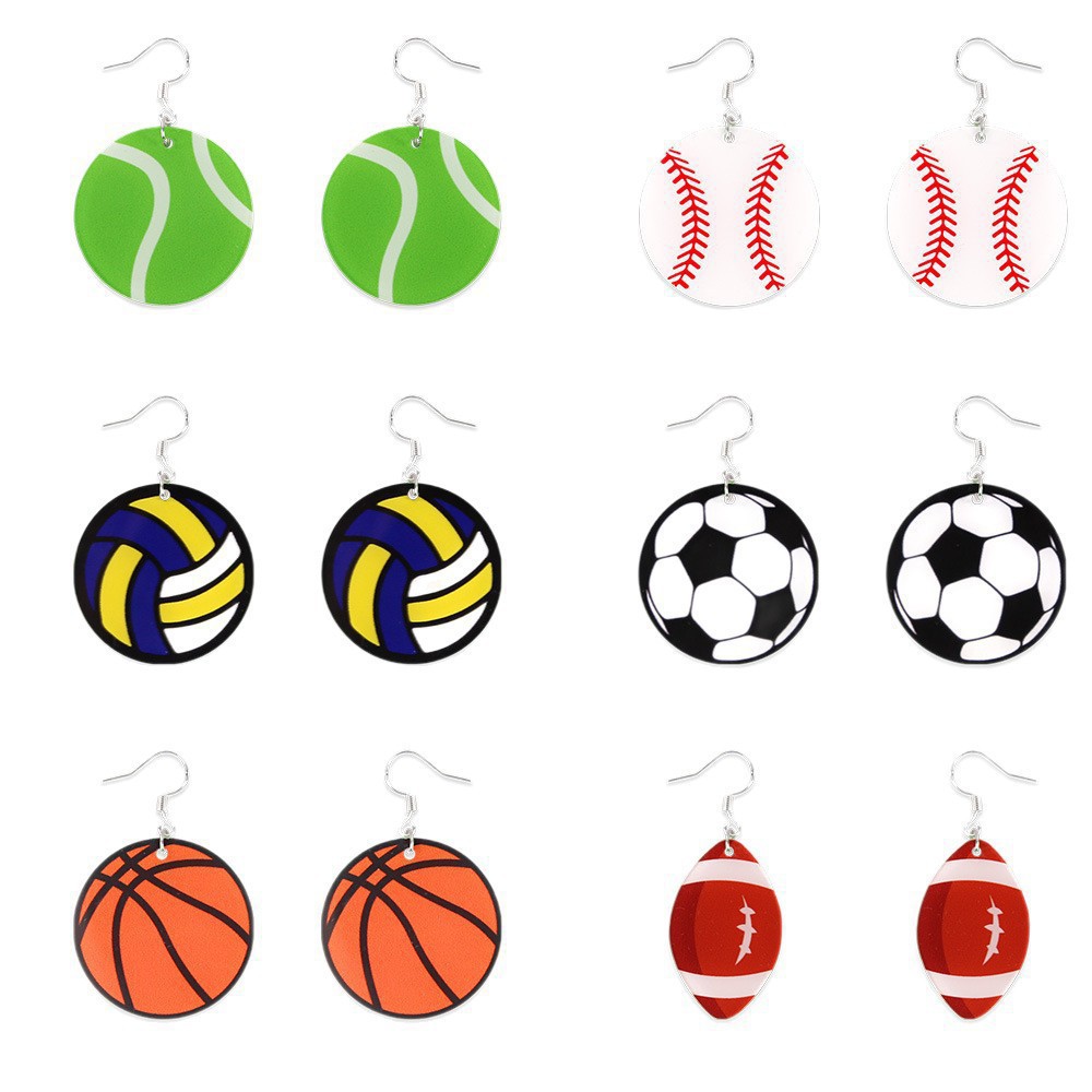 Wholesale creative football earrings acrylic srts earrings