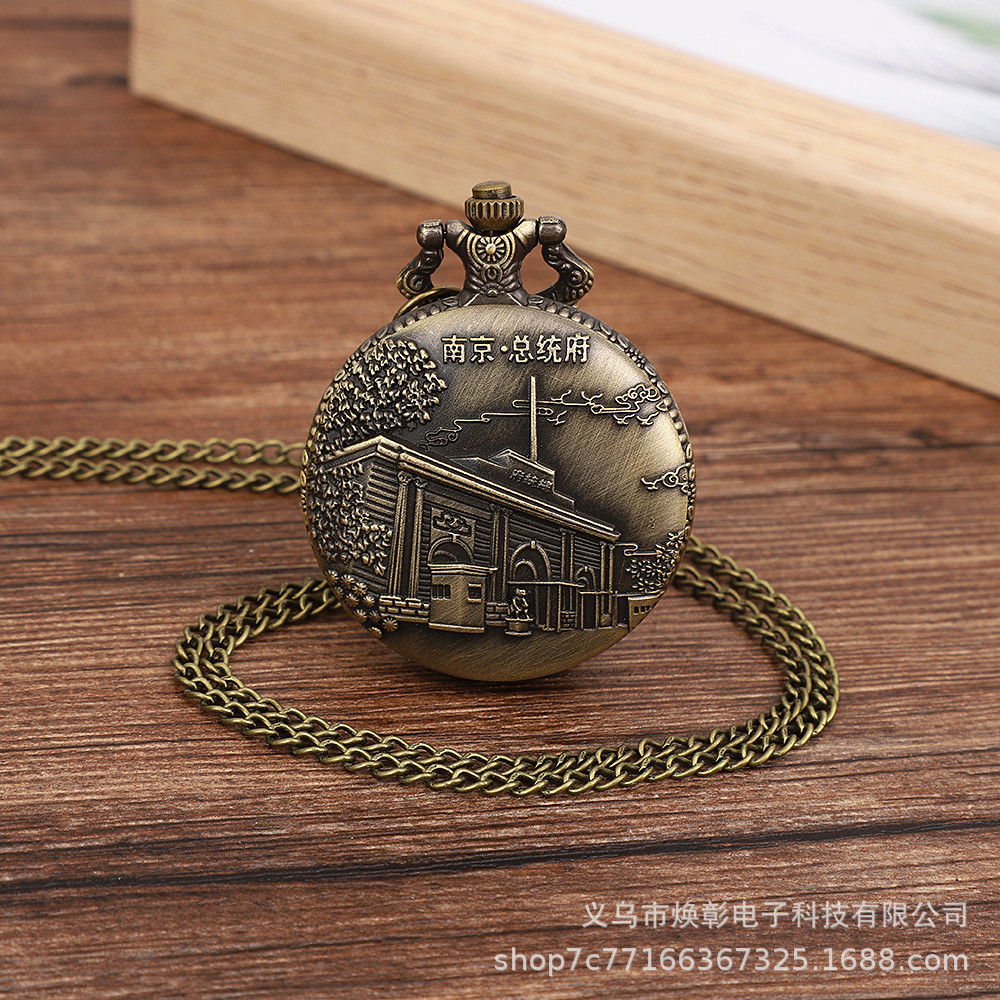 Wholesale Vintage Hanging Chain Flip Scenic Area Commemorative cket Watch